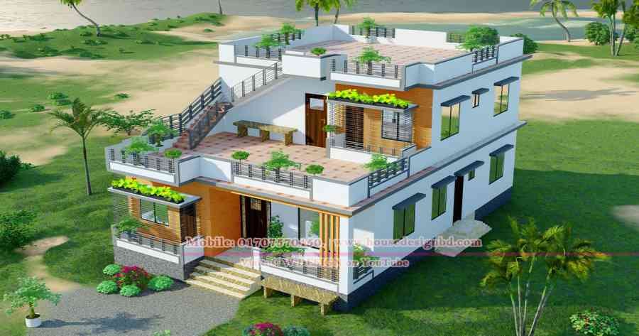 5 Bedroom Duplex House Design & Plans Bangladesh.