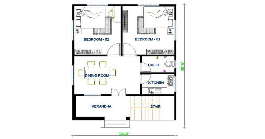Simple Village House Design Floor Plan