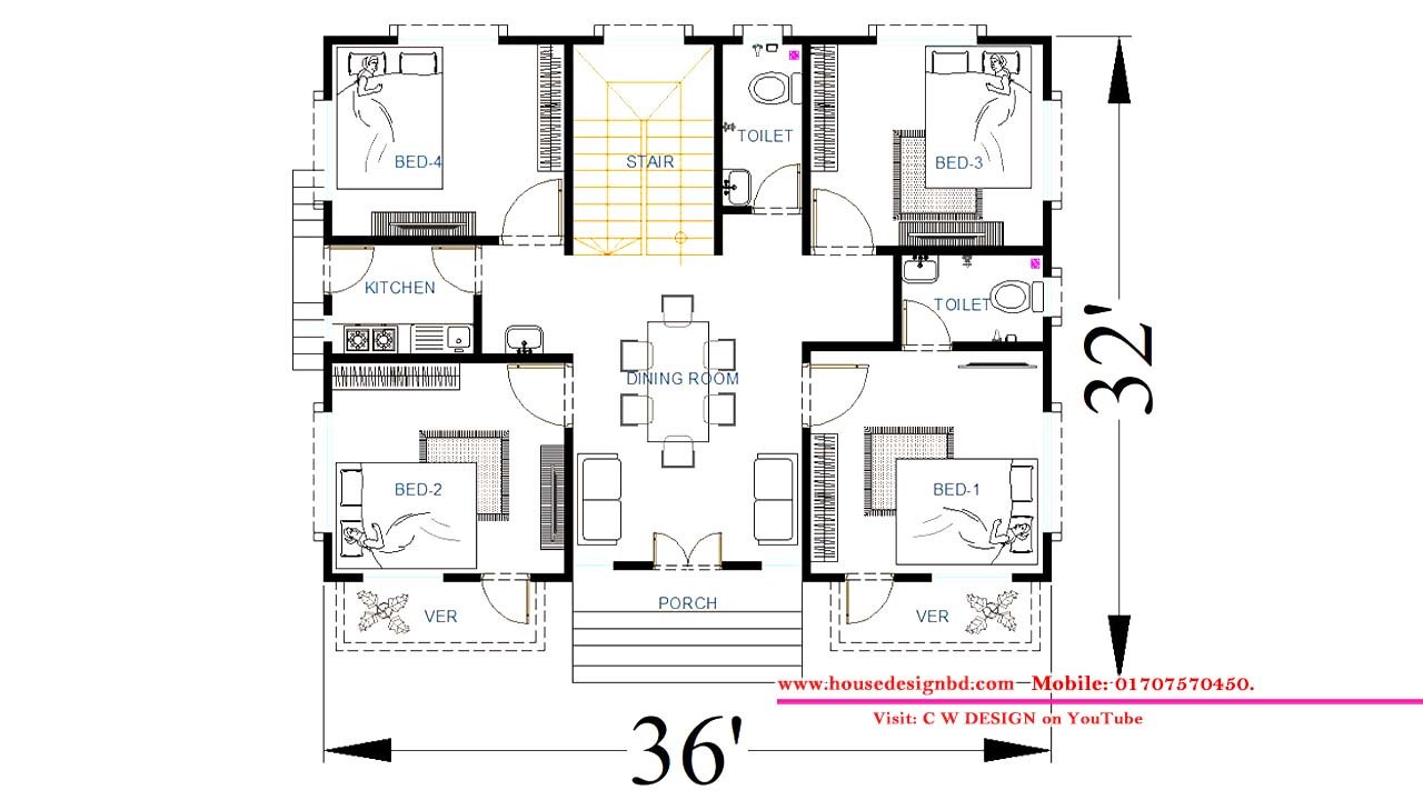 Small 4 bedroom House Design