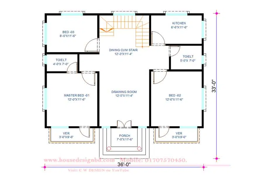 3 Bedroom House floor plan